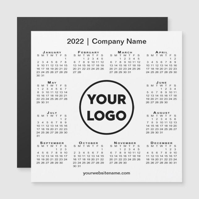 Carte Magnétique Calendrier magnétique moderne 2022 Entreprise Logo (Devant / Derrière)