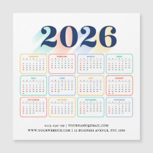 Carte Magnétique Calendrier Magnétique Personnalisé 2026 – Moderne 
