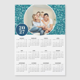 Carte Magnétique Calendrier magnétique photo personnalisé bleu scin