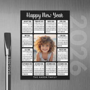 Carte Magnétique Calendrier magnétique photo verticale - HNY noir