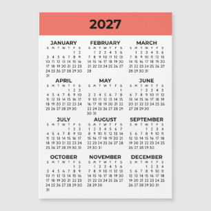 Carte Magnétique Calendrier Magnétique Vue Annuelle 2027 Orange Cor