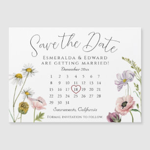 Carte Magnétique Calendrier Mariage Fleur SimpleWild Enregistrer La