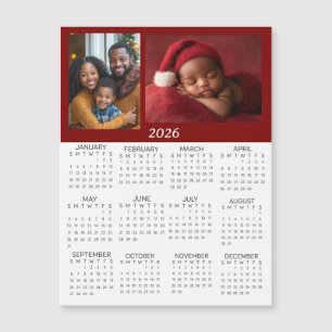 Carte Magnétique Calendrier mini personnalisé avec photos 2026
