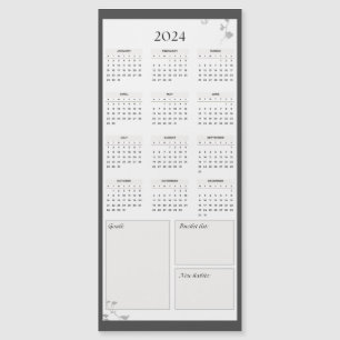 Carte Magnétique Calendrier minimal gris 2024
