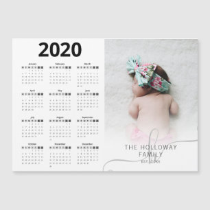 Carte Magnétique Calendrier moderne 2020 photo typographie de famil