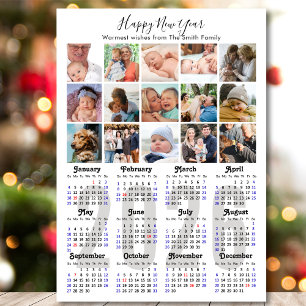 Carte Magnétique Calendrier moderne 2026 Famille Photo Collage Magn