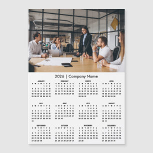 Carte Magnétique Calendrier Moderne 2026 Société Nom Photo Aimant