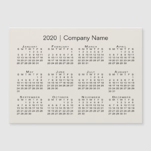 Carte Magnétique Calendrier moderne Beige 2020 avec nom de société