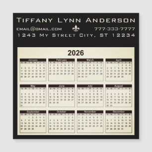 Carte Magnétique Calendrier moderne simple Noir et ivoire Beige