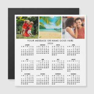 Carte Magnétique Calendrier personnalisé 2026 3 Collage de photos a