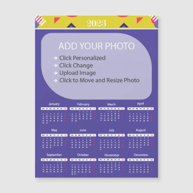 Carte Magnétique Calendrier photo (Devant)