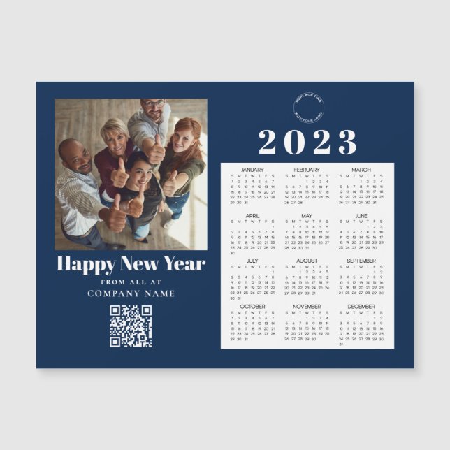Carte Magnétique Calendrier photo de l'entreprise 2023 Logo QR Mari (Devant)