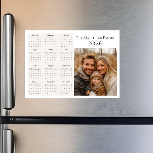 Carte Magnétique Calendrier photo de vacances de paysage moderne 20 (2026 Modern Landscape Holiday Photo Calendar Magnet)