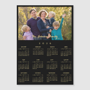 Carte Magnétique Calendrier photo personnalisé de famille 2026 avec
