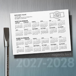 Carte Magnétique Calendrier Simple 2027 2028 - Aimant de Logo d'Ent