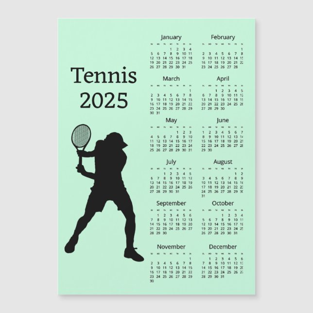 Carte magnétique Calendrier Tennis 2025 (Devant)