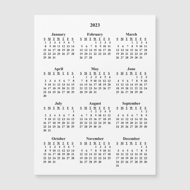 Carte Magnétique Calendrier vide 2023 (Devant)