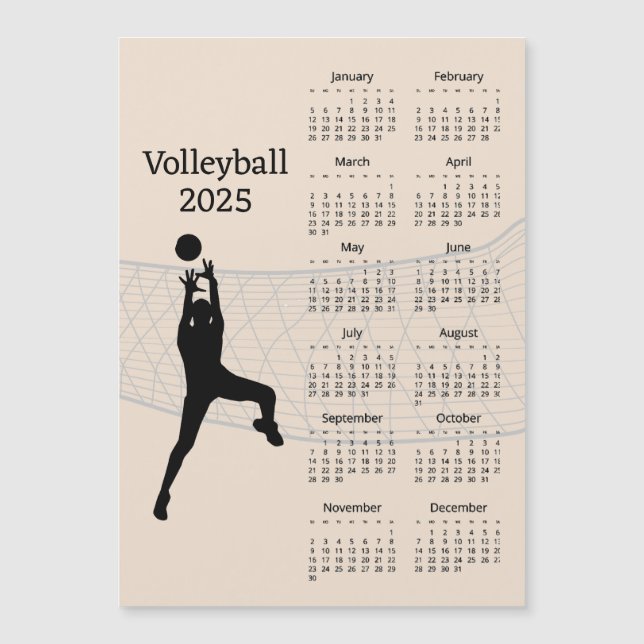 Carte magnétique Calendrier Volleyball 2025 (Devant)