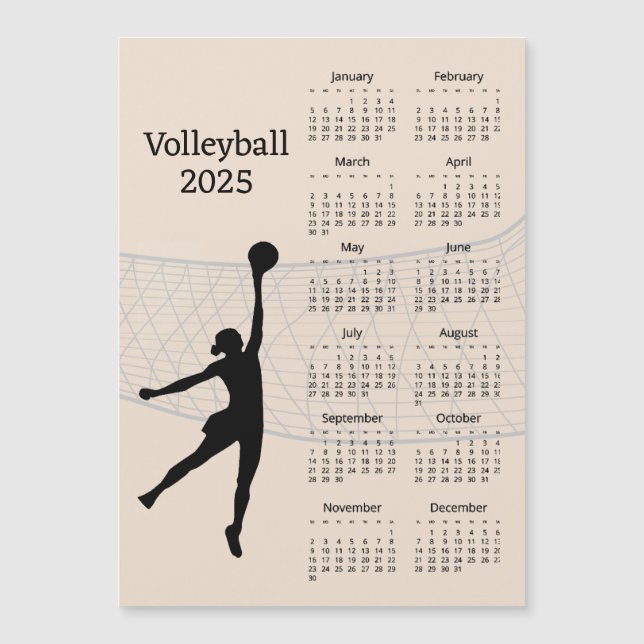 Carte magnétique Calendrier Volleyball 2025 (Devant)
