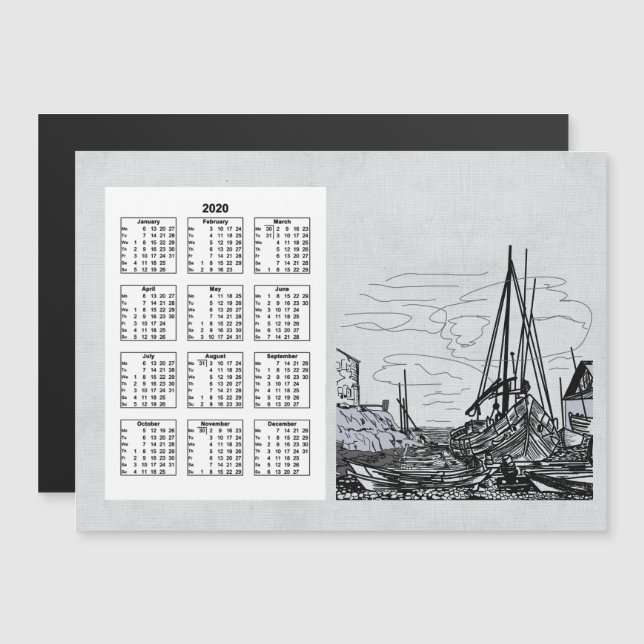 Carte Magnétique Calendrier Voyages et ville Année complète 2020 (Devant / Derrière)