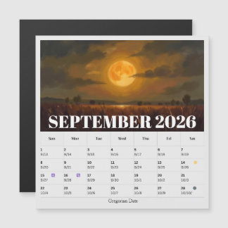 Carte Magnétique Calendrier Zodiaque des Phases de Lune de Septembr