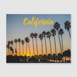 Carte Magnétique Californie  Palmiers et coucher de soleil à la pla