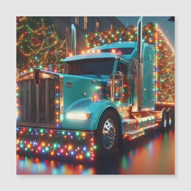 Carte Magnétique Camion de Noël avec lumières (Devant)