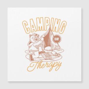 Carte Magnétique Camping Est Ma Thérapie - Chat Vintage