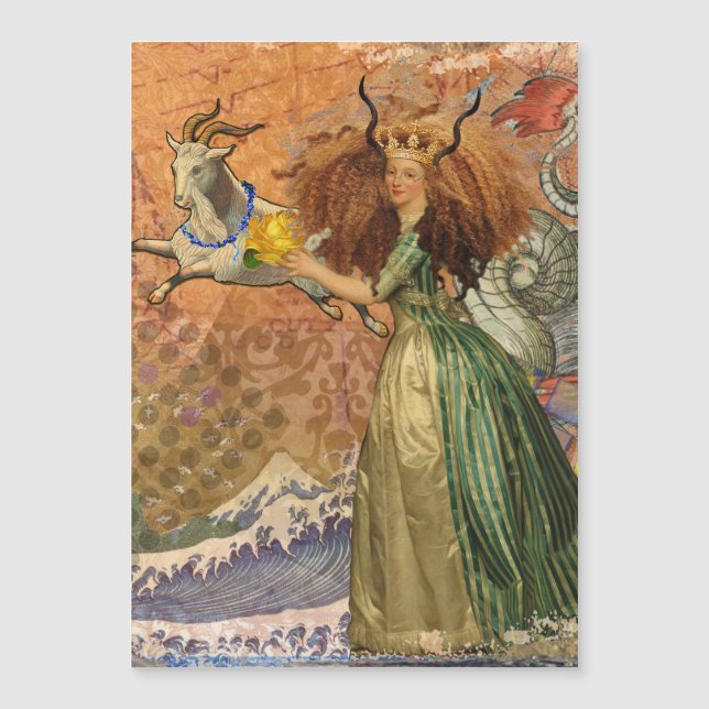 Carte Magnétique Capricorn Femme Chèvre Whimsical Amusant (Devant)