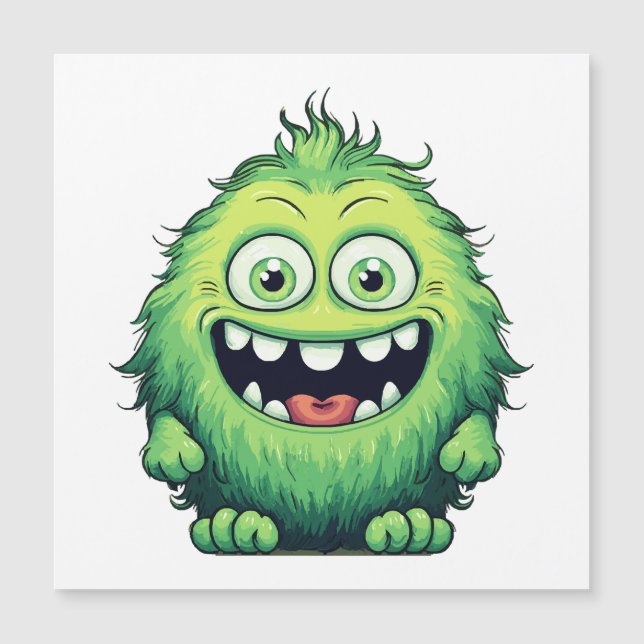 Carte Magnétique Caricature du Monstre Vert et souriant (Devant)