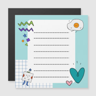Carte Magnétique Carré mignon Doodon Cartoon Notes