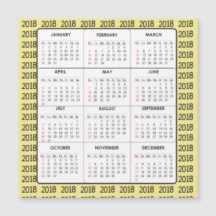 Carte magnétique carrée de calendrier du jaune