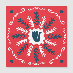 Carte Magnétique Carrelage de Noël en Art Doodle Folklorique