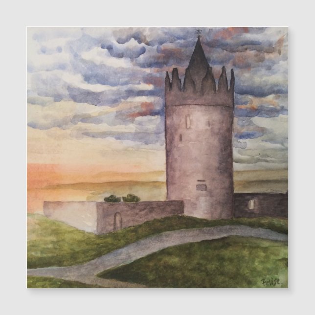 Carte Magnétique Castle irlandais personnalisé Aquarelle (Devant)