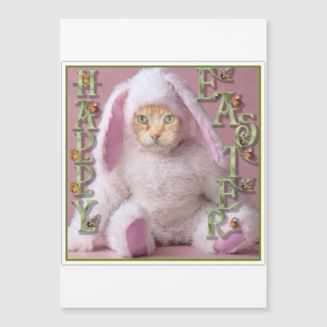 Carte Magnétique Cat Easter Bunny Claude Holiday Card (Devant)