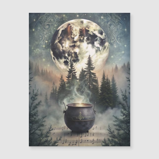 Carte Magnétique Cauldron de Forêt Lune Mystique - Art Magique De C (Devant)