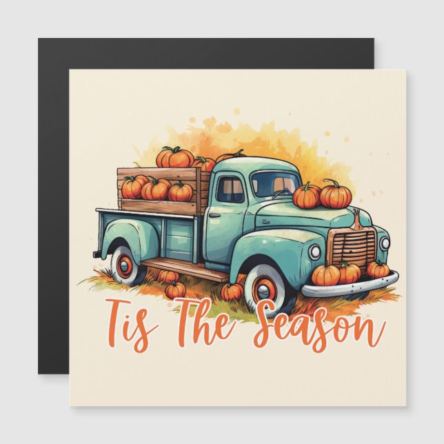 Carte Magnétique "C'Est Le Camion Citrouille De La Saison (Devant / Derrière)
