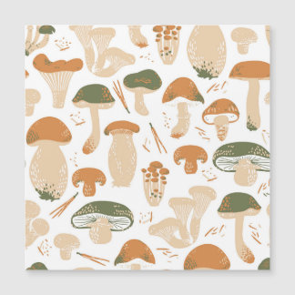 Carte Magnétique Champignons comestibles Linocut Motif Vintage