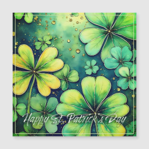Carte Magnétique Chance de la Saint-Patrick - Trèfles aquarelle 🍀✨