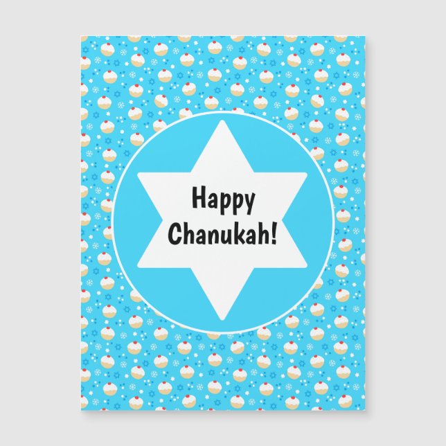 Carte Magnétique Chanukah Jelly Doughnut Etoiles juives Snowflakes (Devant)
