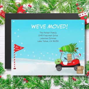 Carte Magnétique Chariot de golf de Noël avec cartons de déménageme