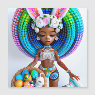 Carte Magnétique Chasse aux oeufs de Pâques Fille noire Magie Melan