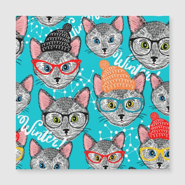Carte Magnétique Chat chapeauté  (Devant)