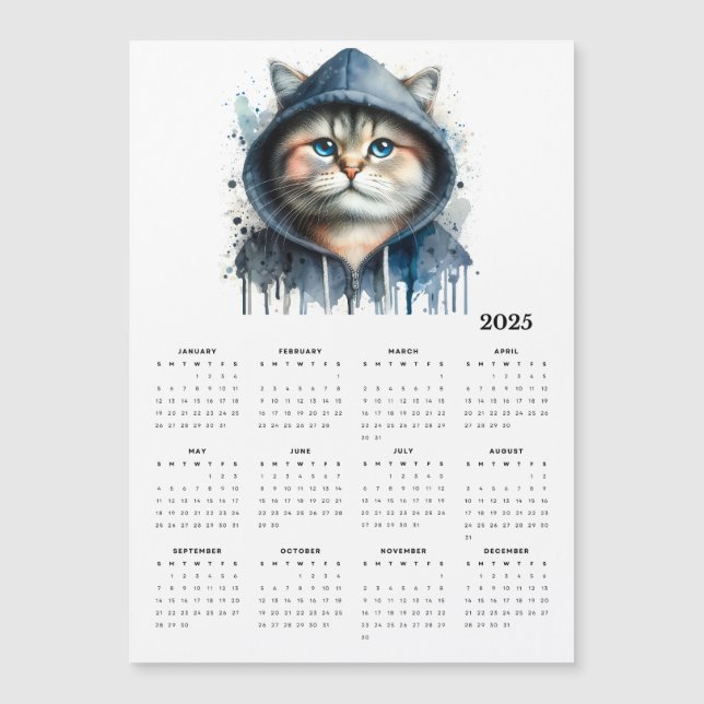 Carte Magnétique Chat d'aquarelle en Sweat - shirt à capuche Splash (Devant)