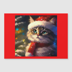 Carte Magnétique Chat de Noël 5