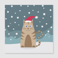Chat de Noël portant un chapeau de santa, drôle de