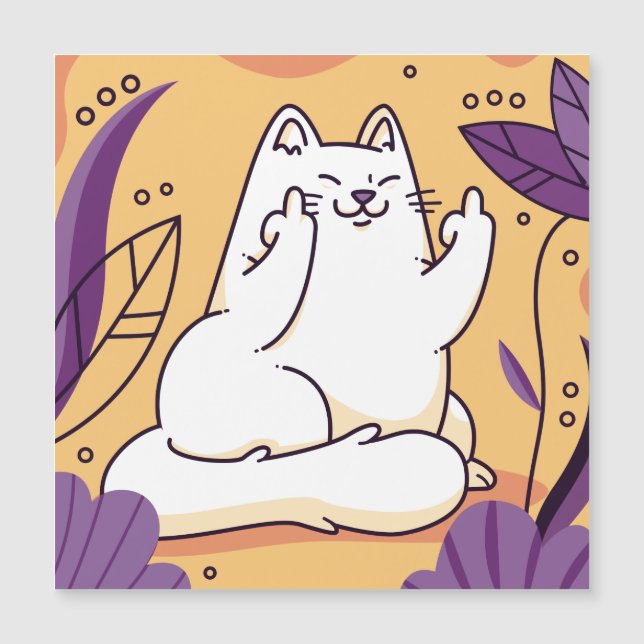 Carte Magnétique Chat donnant le doigt (Devant)