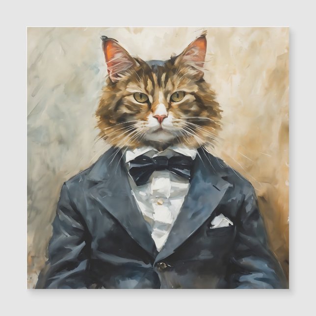 Carte Magnétique Chat en costume (Devant)
