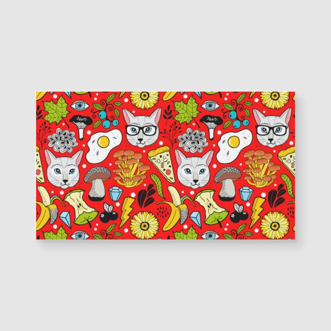 Carte Magnétique Chat et oeuf sur le rouge (Devant)