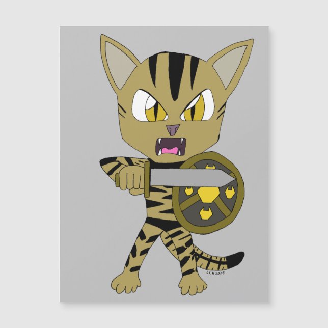 Carte Magnétique Chat guerrier Chibi (Devant)